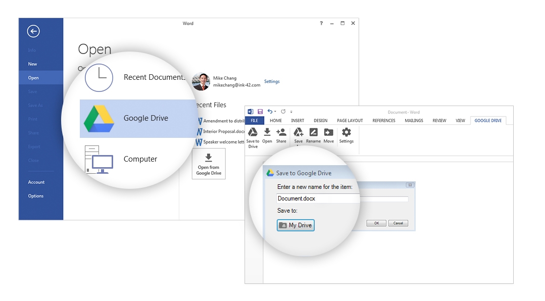 Google Drive als Cloud-Speicher in MS Office Programmen einrichten